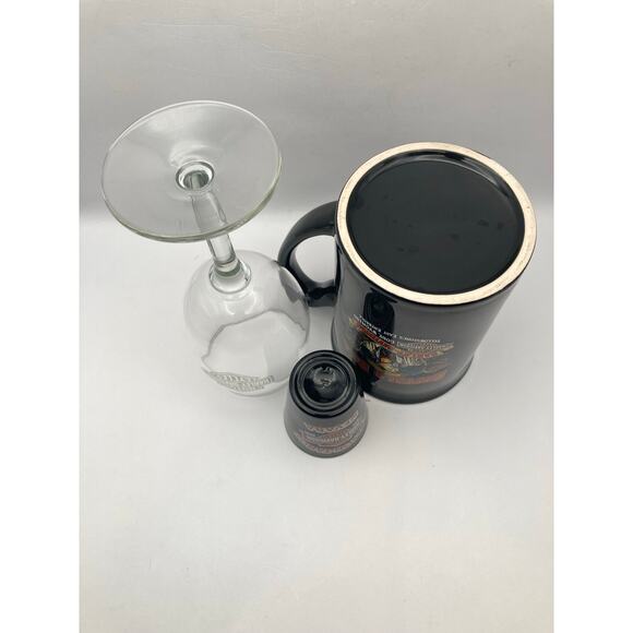 Harley Davidson Logo Combo with Shot Glass Coffee Mug and Wine Glass - Picture 6 of 7